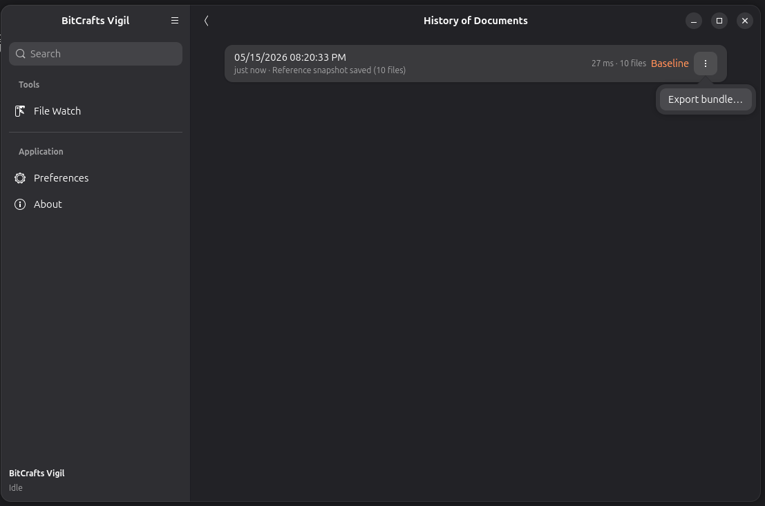 Export bundle menu